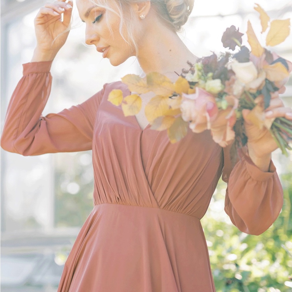 NWOT Revelry Chiffon Juliet Dress in Cinnamon Rose, size 20.